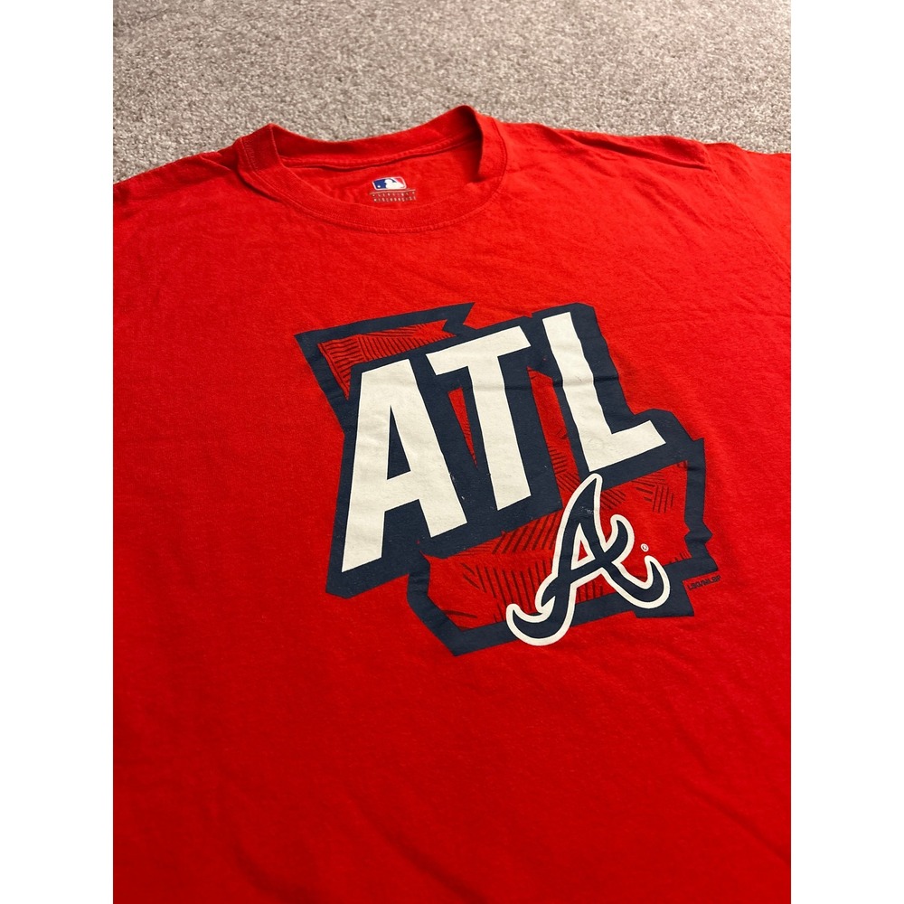 MLB Atlanta Braves T-Shirt Mens Large Red Excellent ATL Georgia Graphic Tee - Picture 2 of 6